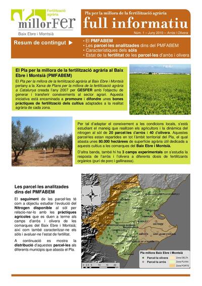 Núm. 1 Descripció de les característiques del sòl i estat de la fertilitat del sòl al Baix Ebre i Montsià
