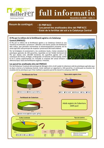 Núm. 1 Les parcel·les analitzades dins del PMFACC. Estat de fertilitat del sòl a la Catalunya Central