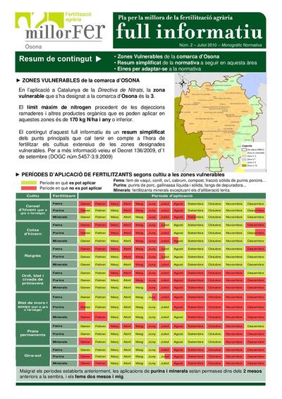 Núm. 2 Normativa sobre zones vulnerables a la comarca d'Osona. Eines per adaptar-se a la nova normativa