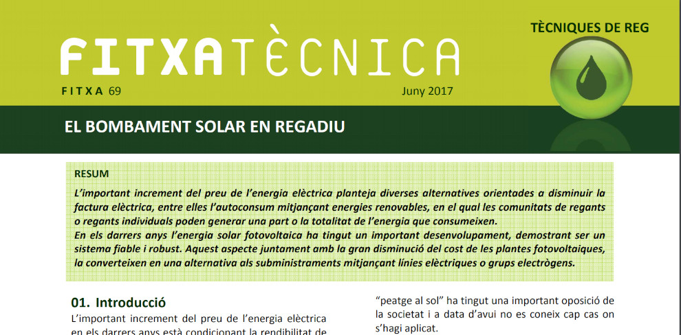 FT nº69: El bombament solar en regadiu