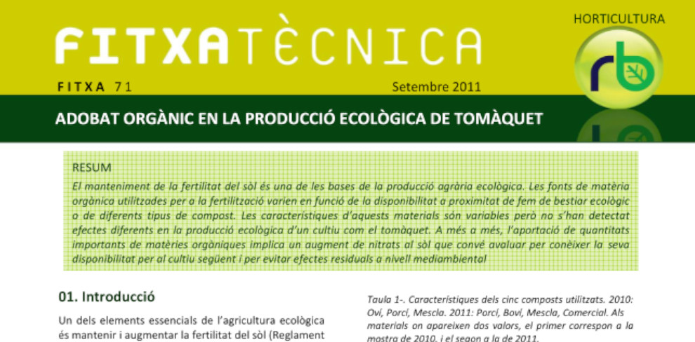 FT nº71: Adobat orgànic en la producció ecològica de tomàquet