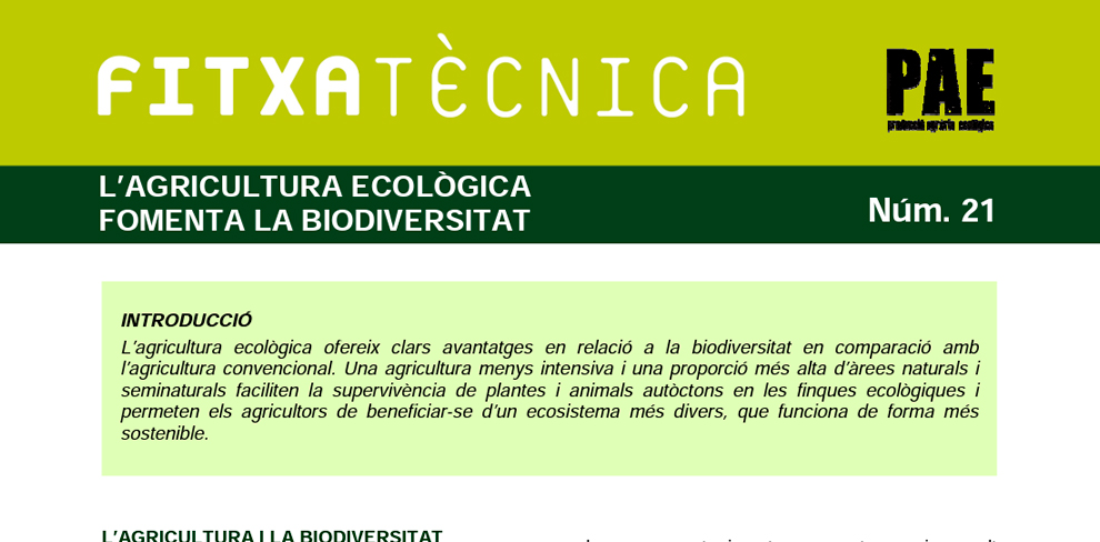 FT nº21: L'Agricultura ecològica fomenta la biodiversitat